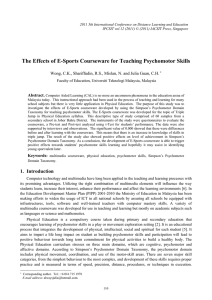 The Effects of E-Sports Courseware for Teaching Psychomotor Skills  Abstract.
