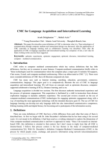 CMC for Language Acquisition and Intercultural Learning Arash Dehghanian  , Mehdi Azizi