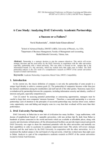 A Case Study: Analyzing DAE University Academic Partnership; Navid Hashemitaba