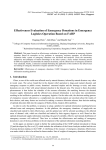Effectiveness Evaluation of Emergency Donations in Emergency Daqiang Chen , Jiali Zhou