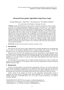 Advanced Encryption Algorithm Using Fuzzy Logic Ravindu Madanayake , Nikila Peiris