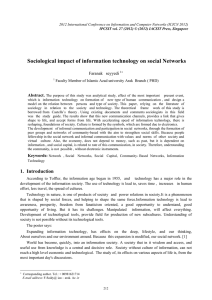 Sociological impact of information technology on social Networks  Abstract.