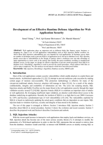 Development of an Effective Runtime Defense Algorithm for Web Application Security