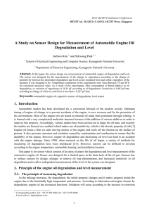 A Study on Sensor Design for Measurement of Automobile Engine... Degradation and Level Jaehwa Kim and Sekwang Park