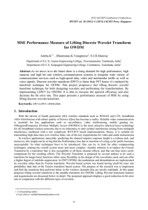 MSE Performance Measure of Lifting Discrete Wavelet Transform for OWDM , Dharmistan.K.Varugheese Anitha.K