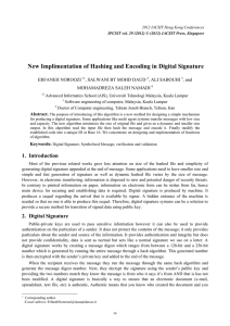 New Implimentation of Hashing and Encoding in Digital Signature ERFANEH NOROOZI