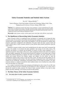 Safety Economic Statistics and Statistic Index System Wei LIU , Shiyun ZHANG