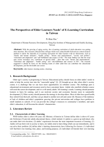The Perspectives of Elder Learners Needs’ of E-Learning Curriculum in Taiwan