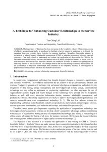 A Technique for Enhancing Customer Relationships in the Service Industry Tzu-Ching Lin