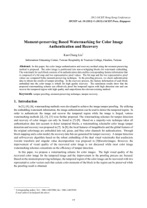 Moment-preserving Based Watermarking for Color Image Authentication and Recovery Kuo-Cheng Liu