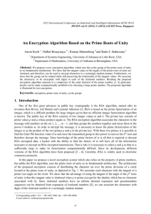 An Encryption Algorithm Based on the Prime Roots of Unity