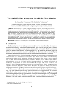 Towards Unified User Management for Achieving Cloud Adoption Dr. Ramanathan Venkatraman