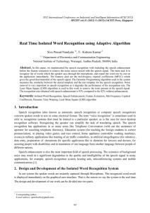 Real Time Isolated Word Recognition using Adaptive Algorithm Siva Prasad Nandyala