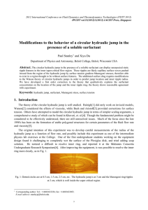 Modifications to the behavior of a circular hydraulic jump in... presence of a soluble surfactant Paul Stanley and Xiyu Du