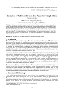 Estimation of Wall Shear Stress in Two-Phase Flow Using Hot... Anemometry Mahesh J Vaze and Jyotirmay Banerjee