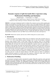 Dynamic response of split feed multi-effect evaporators using Deepak Kumar Vivek Kumar