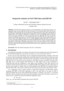 Integrated Analytics of SAP CRM Sales and ERP-SD Ru Ma