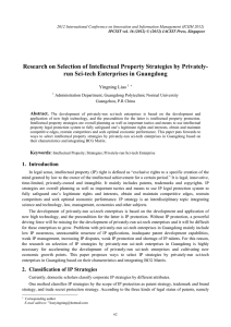 Research on Selection of Intellectual Property Strategies by Privately-