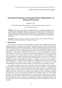 International Expansion of Emerging Market Multinationals: An Integrated Perspective Michael Yi Cao