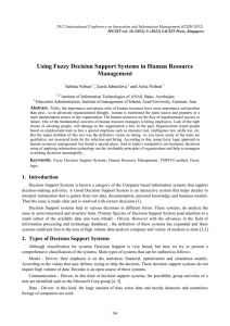 Using Fuzzy Decision Support Systems in Human Resource Management Sabina Nobari