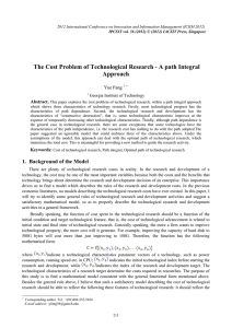 The Cost Problem of Technological Research - A path Integral Approach