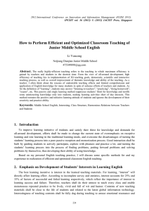 How to Perform Efficient and Optimized Classroom Teaching of Li Yuncong Abstract.