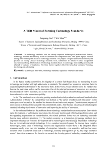 A TER Model of Forming Technology Standards Junguang Gao  ,