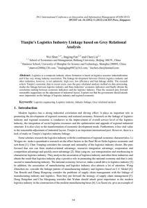 Tianjin’s Logistics Industry Linkage based on Grey Relational Analysis Wei Shan
