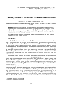 Achieving Consensus in The Presence of Both Link and Node... Monalisa Dey , Prasenjit Dey and Mamata Dalui