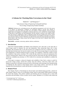 A Scheme for Checking Data Correctness in the Cloud Malathi.M  and Murugesan.T