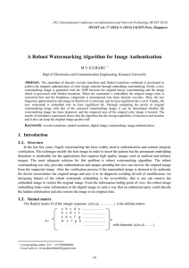A Robust Watermarking Algorithm for Image Authentication M.V.S.S.BABU  Abstract.