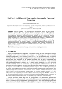 MatPro: A Multithreaded Programming Language for Numerical Computing