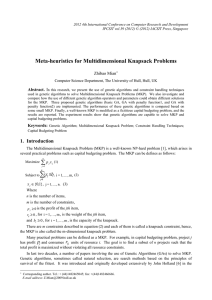 Meta-heuristics for Multidimensional Knapsack Problems