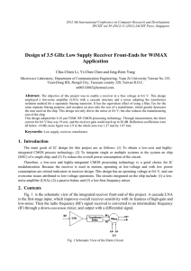 Design of 3.5 GHz Low Supply Receiver Front-Ends for WiMAX Application