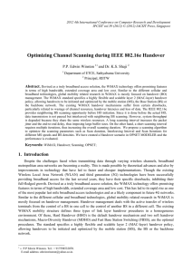 Optimizing Channel Scanning during IEEE 802.16e Handover P.P. Edwin Winston