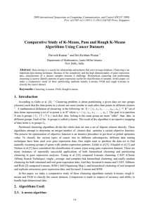 Comparative Study of K-Means, Pam and Rough K-Means Parvesh Kumar