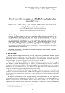Requirements Understanding in Global Software Engineering: Industrial Surveys Hashim Khan , Arshad Ahmad