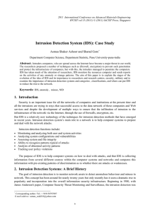 Intrusion Detection System (IDS): Case Study  Abstract.