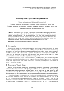 Learning Bees Algorithm For optimization Fahimeh Aghazadeh and Mohammad Reza Meybodi