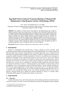 Egg Shell Waste-Catalyzed Transesterification of Mustard Oil: