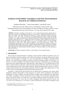 Synthesis of ZnO Hollow Nanospheres and Their Electrochemical Sasidharan Manickam