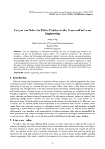 Analyze and Solve the Ethics Problem in the Process of... Engineering Meng Yang Abstract.