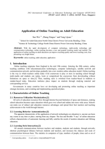 Application of Online Teaching on Adult Education Sun Wei , Zhang Xinguo