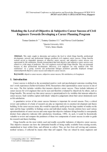 Modeling the Level of Objective &amp; Subjective Career Success of... Engineers Towards Developing a Career Planning Program