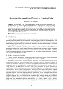 Knowledge Sharing and Social Network in Franchise Chains Abstract. Rina Herani