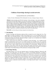 Collision of knowledge sharing in social networks SeyedjamalZolhavarieh, and MoloodBarati Abstract.