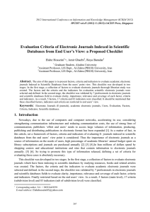 Evaluation Criteria of Electronic Journals Indexed in Scientific