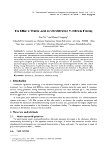 The Effect of Humic Acid on Ultrafiltration Membrane Fouling Jiao Na