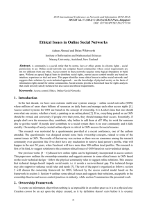 Ethical Issues in Online Social Networks Adnan Ahmad and Brian Whitworth Abstract.