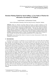 Decision Making Model for Stock Selling: A Case Study of... Alternative Investment of Thailand
